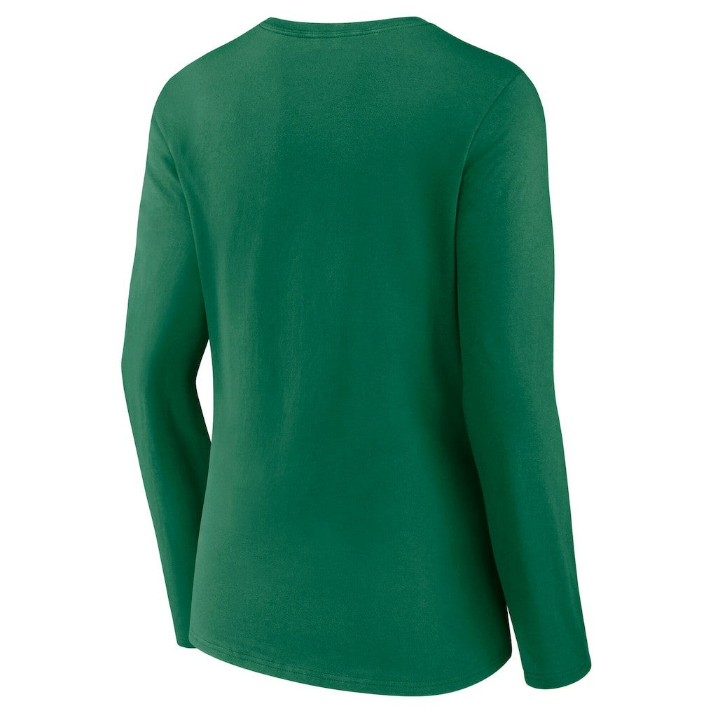 Philadelphia Eagles Women's Super Bowl LIX Champions Retro Logo Long Sleeve V-Neck T-Shirt - Kelly Green T-shirts