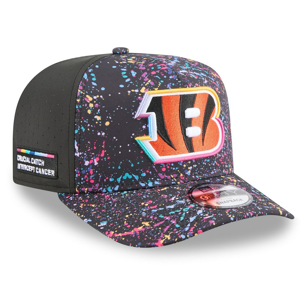 Cincinnati Bengals New Era 2025 NFL Crucial Catch A-Frame 9FIFTY Snapback Hat - Black Hats