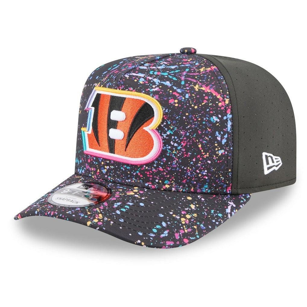Cincinnati Bengals New Era 2025 NFL Crucial Catch A-Frame 9FIFTY Snapback Hat - Black Hats