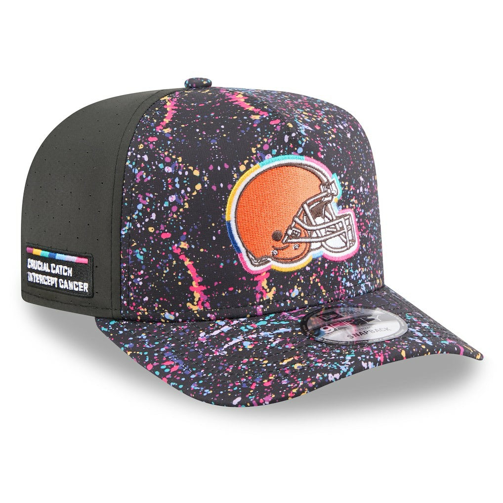 Cleveland Browns New Era 2025 NFL Crucial Catch A-Frame 9FIFTY Snapback Hat - Black Hats