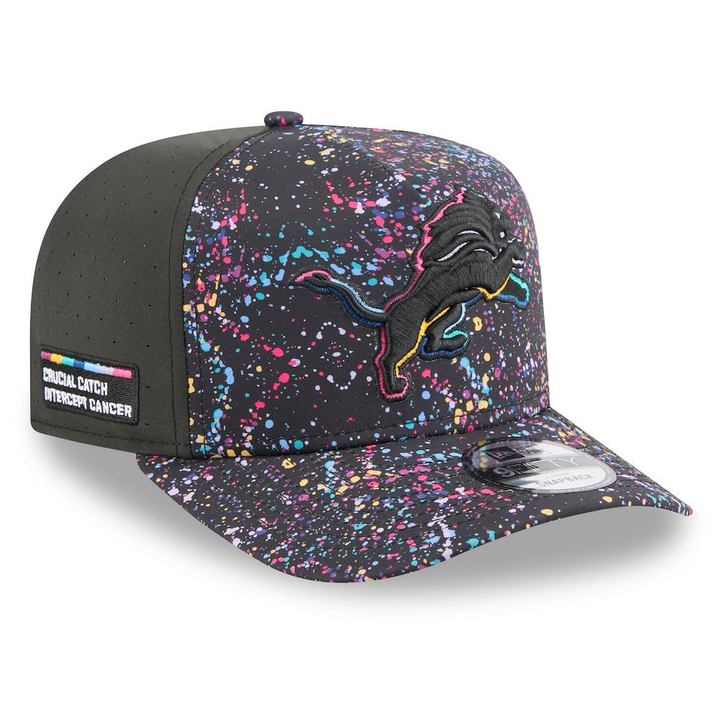 Detroit Lions New Era 2025 NFL Crucial Catch A-Frame 9FIFTY Snapback Hat - Black Hats