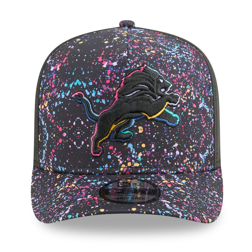 Detroit Lions New Era 2025 NFL Crucial Catch A-Frame 9FIFTY Snapback Hat - Black Hats