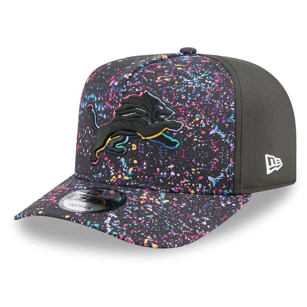 Detroit Lions New Era 2025 NFL Crucial Catch A-Frame 9FIFTY Snapback Hat - Black Hats