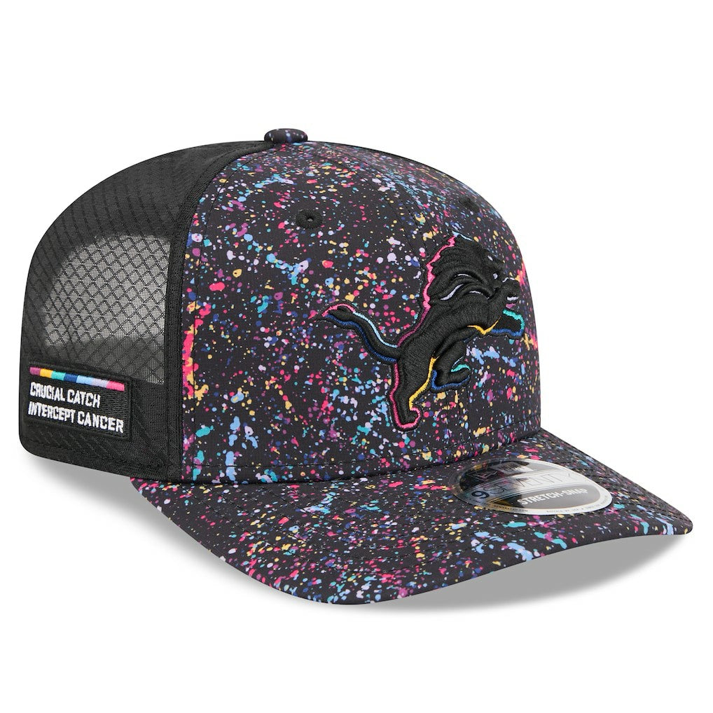 Detroit Lions New Era 2025 NFL Crucial Catch 9SEVENTY Adjustable Hat - Black Hats