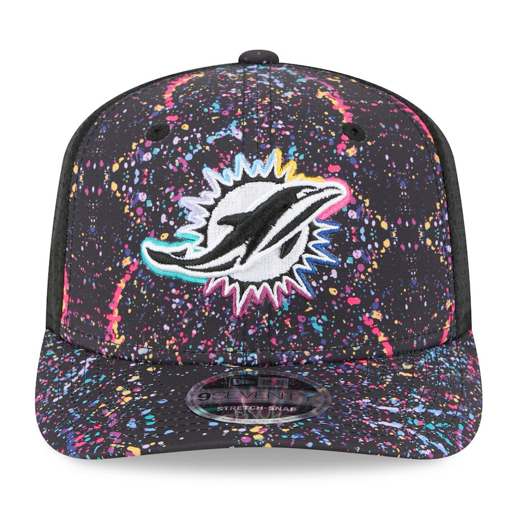 Miami Dolphins New Era 2025 NFL Crucial Catch 9SEVENTY Adjustable Hat - Black Hats