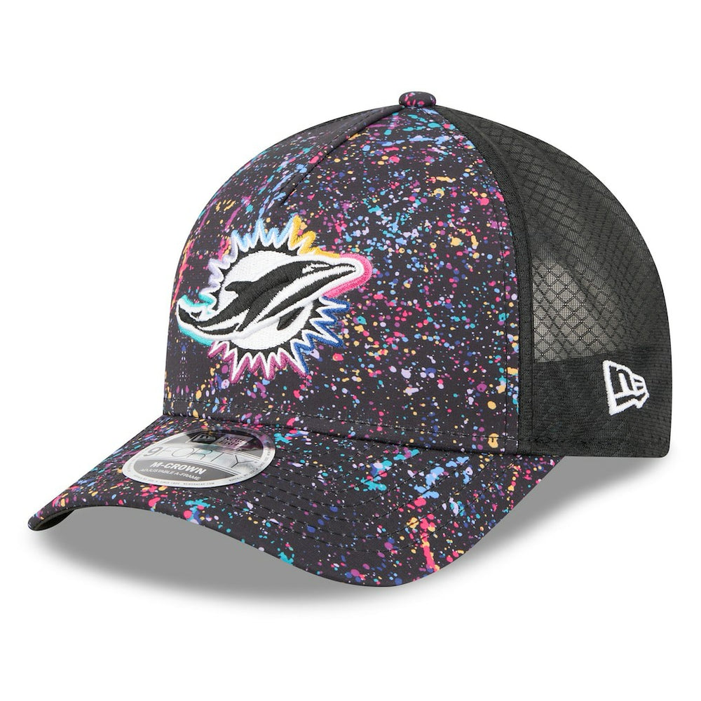 Miami Dolphins New Era 2025 NFL Crucial Catch 9FORTY Adjustable Hat - Black Hats