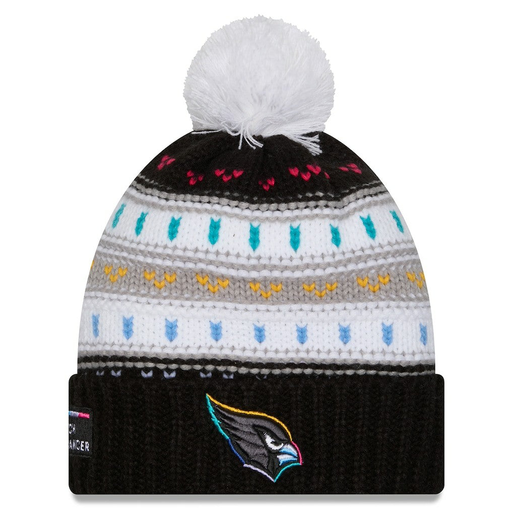 Arizona Cardinals New Era Women's 2025 NFL Crucial Catch Cuffed Knit Hat with Pom - Black Hats