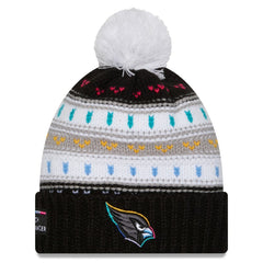 Arizona Cardinals New Era Women's 2025 NFL Crucial Catch Cuffed Knit Hat with Pom - Black Hats