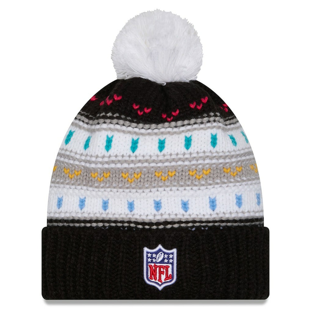 Arizona Cardinals New Era Women's 2025 NFL Crucial Catch Cuffed Knit Hat with Pom - Black Hats