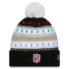 Atlanta Falcons New Era Women's 2025 NFL Crucial Catch Cuffed Knit Hat with Pom - Black Hats