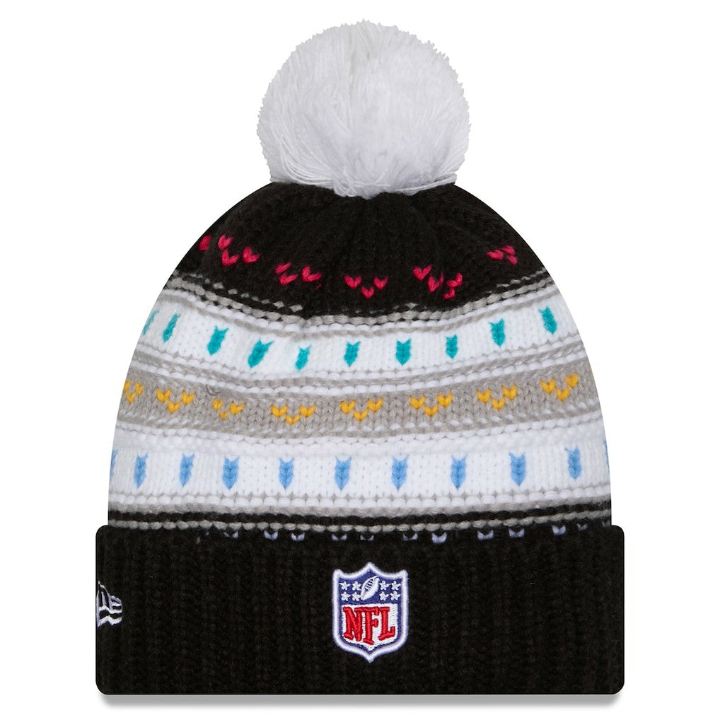 Cincinnati Bengals New Era Women's 2025 NFL Crucial Catch Cuffed Knit Hat with Pom - Black Hats