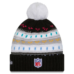 Cincinnati Bengals New Era Women's 2025 NFL Crucial Catch Cuffed Knit Hat with Pom - Black Hats