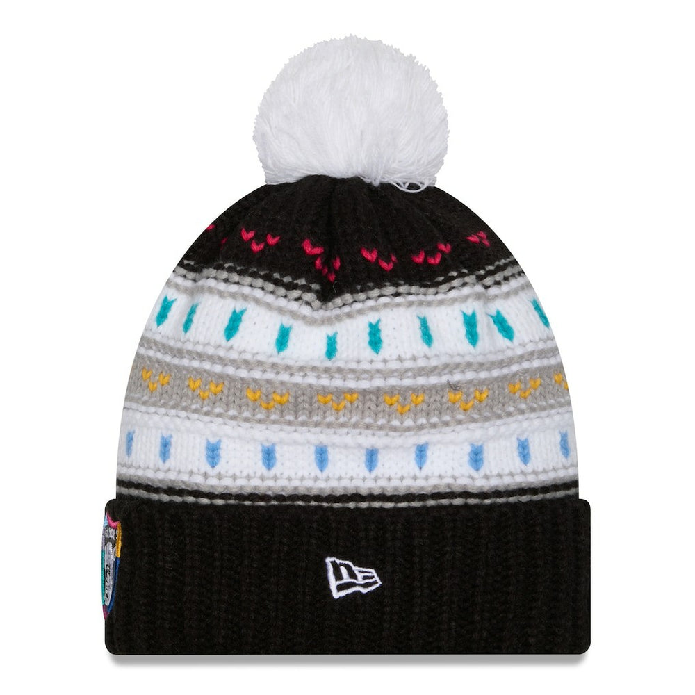 Las Vegas Raiders New Era Women's 2025 NFL Crucial Catch Cuffed Knit Hat with Pom - Black Hats