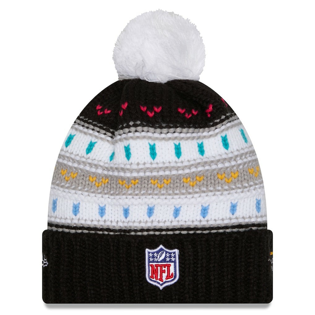 Cleveland Browns New Era Women's 2025 NFL Crucial Catch Cuffed Knit Hat with Pom - Black Hats