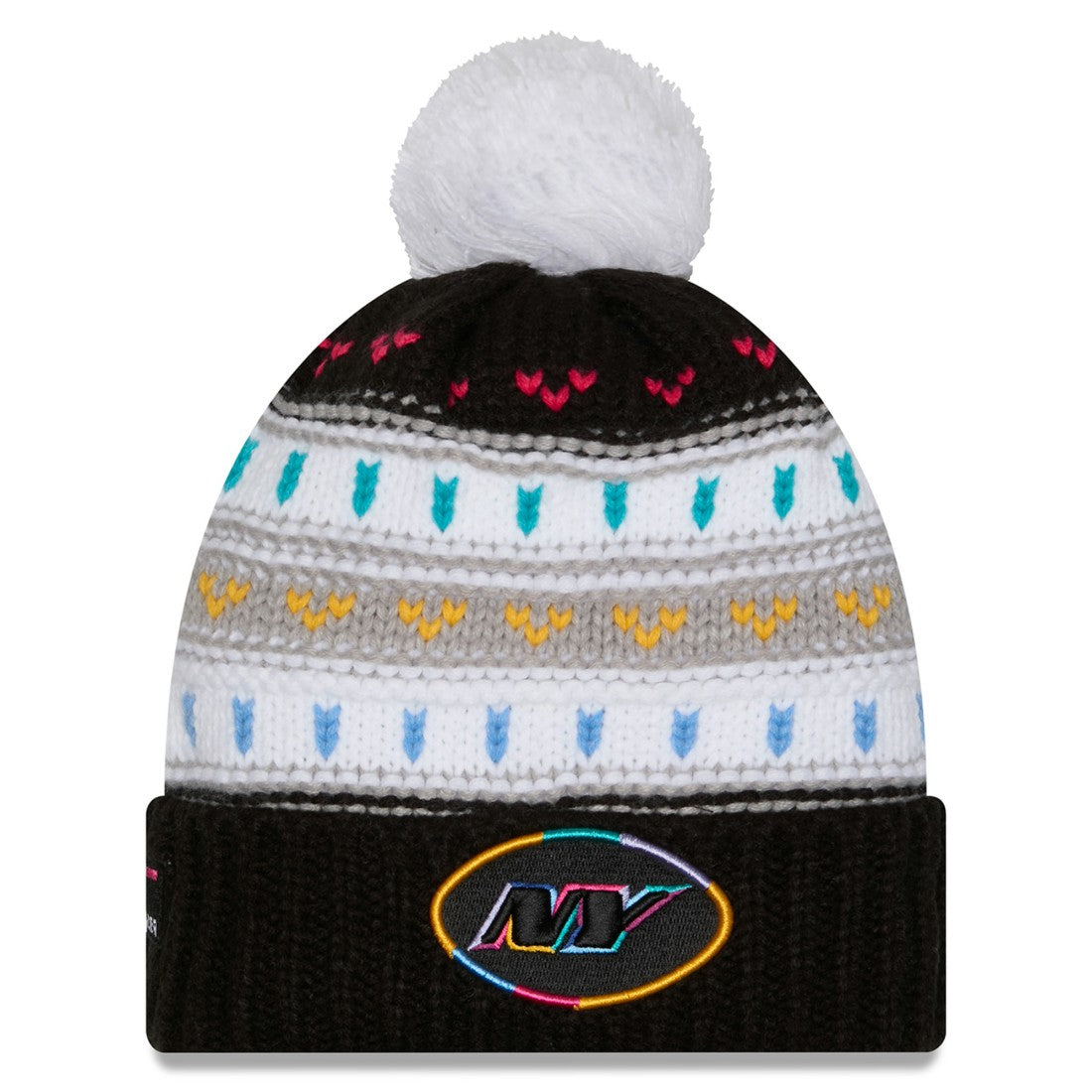New York Jets New Era Women's 2025 NFL Crucial Catch Cuffed Knit Hat with Pom - Black Hats
