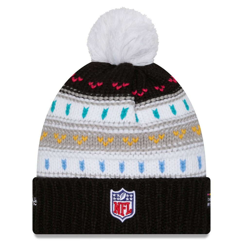 New York Jets New Era Women's 2025 NFL Crucial Catch Cuffed Knit Hat with Pom - Black Hats