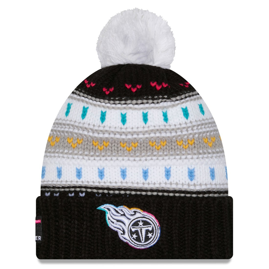 Tennessee Titans New Era Women's 2025 NFL Crucial Catch Cuffed Knit Hat with Pom - Black Hats