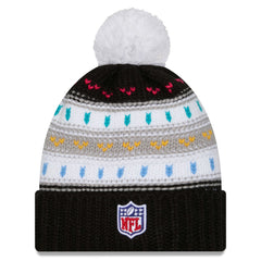 Tennessee Titans New Era Women's 2025 NFL Crucial Catch Cuffed Knit Hat with Pom - Black Hats