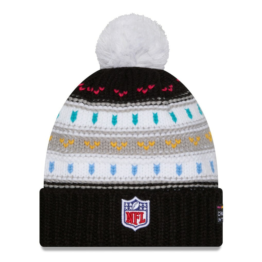 Los Angeles Rams New Era Women's 2025 NFL Crucial Catch Cuffed Knit Hat with Pom - Black Hats