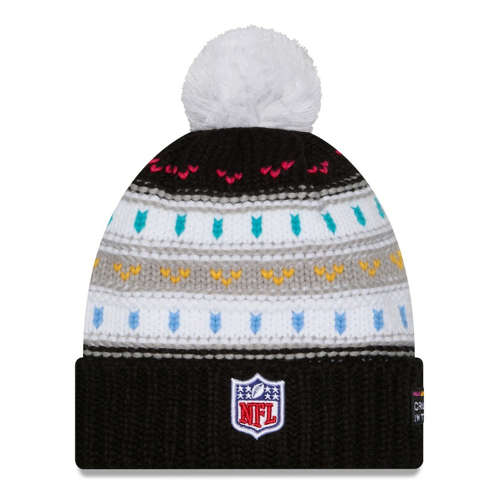 Los Angeles Rams New Era Women's 2025 NFL Crucial Catch Cuffed Knit Hat with Pom - Black Hats