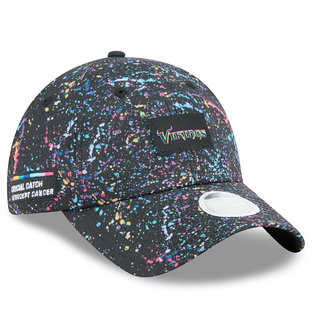 Minnesota Vikings New Era Women's 2025 NFL Crucial Catch Pony Tail Adjustable Hat - Black Hats