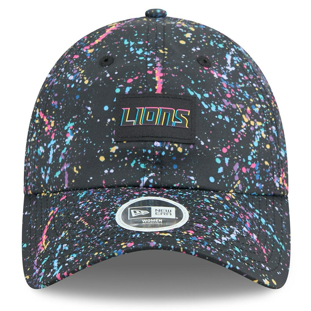 Detroit Lions New Era Women's 2025 NFL Crucial Catch Pony Tail Adjustable Hat - Black Hats