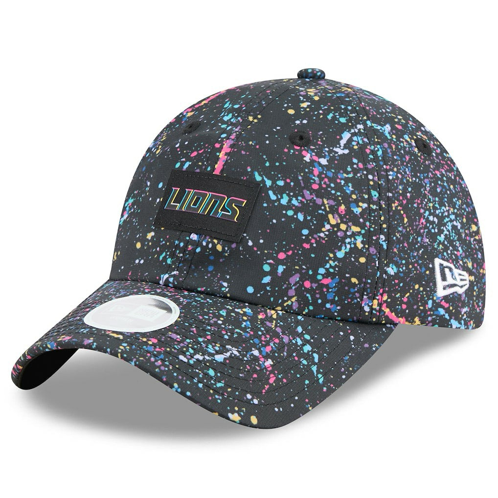 Detroit Lions New Era Women's 2025 NFL Crucial Catch Pony Tail Adjustable Hat - Black Hats
