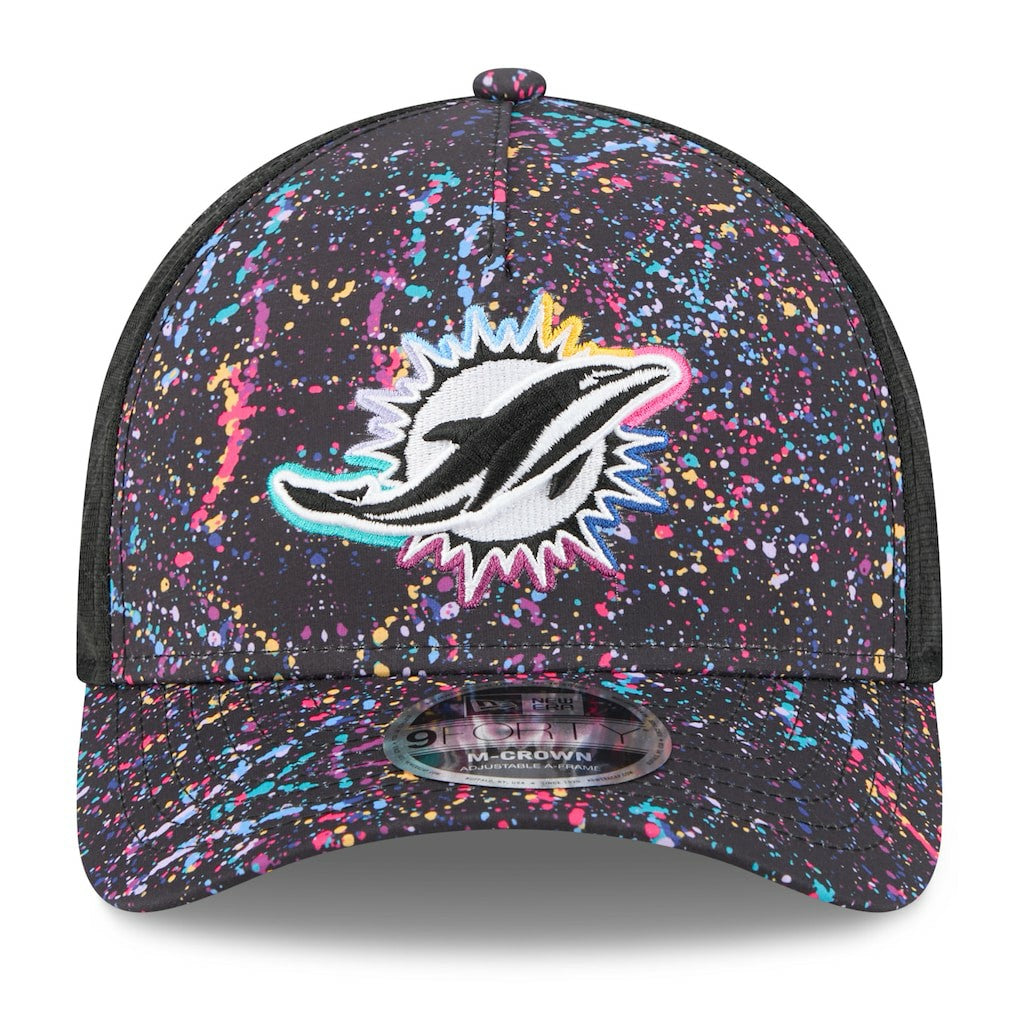 Miami Dolphins New Era Youth 2025 NFL Crucial Catch 9FORTY Adjustable Hat - Black Hats