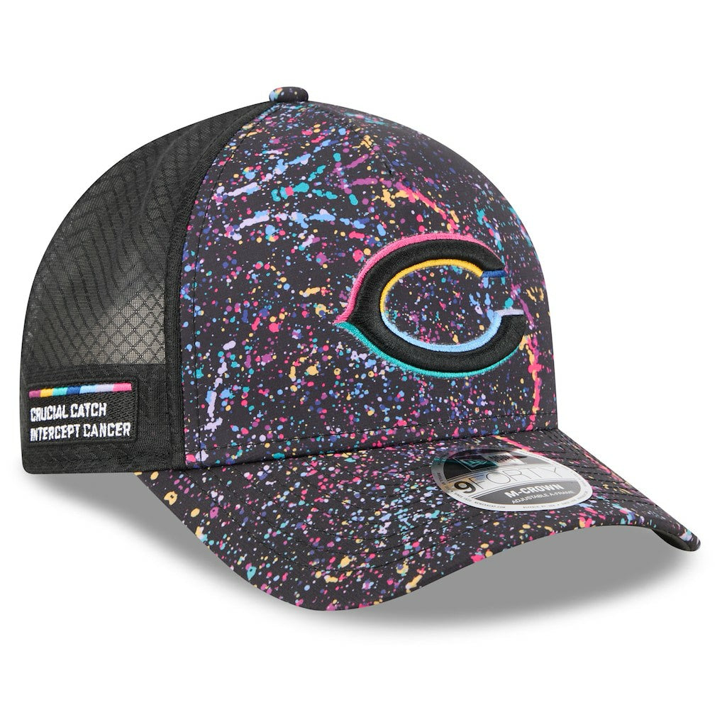 Chicago Bears New Era Youth 2025 NFL Crucial Catch 9FORTY Adjustable Hat - Black Hats