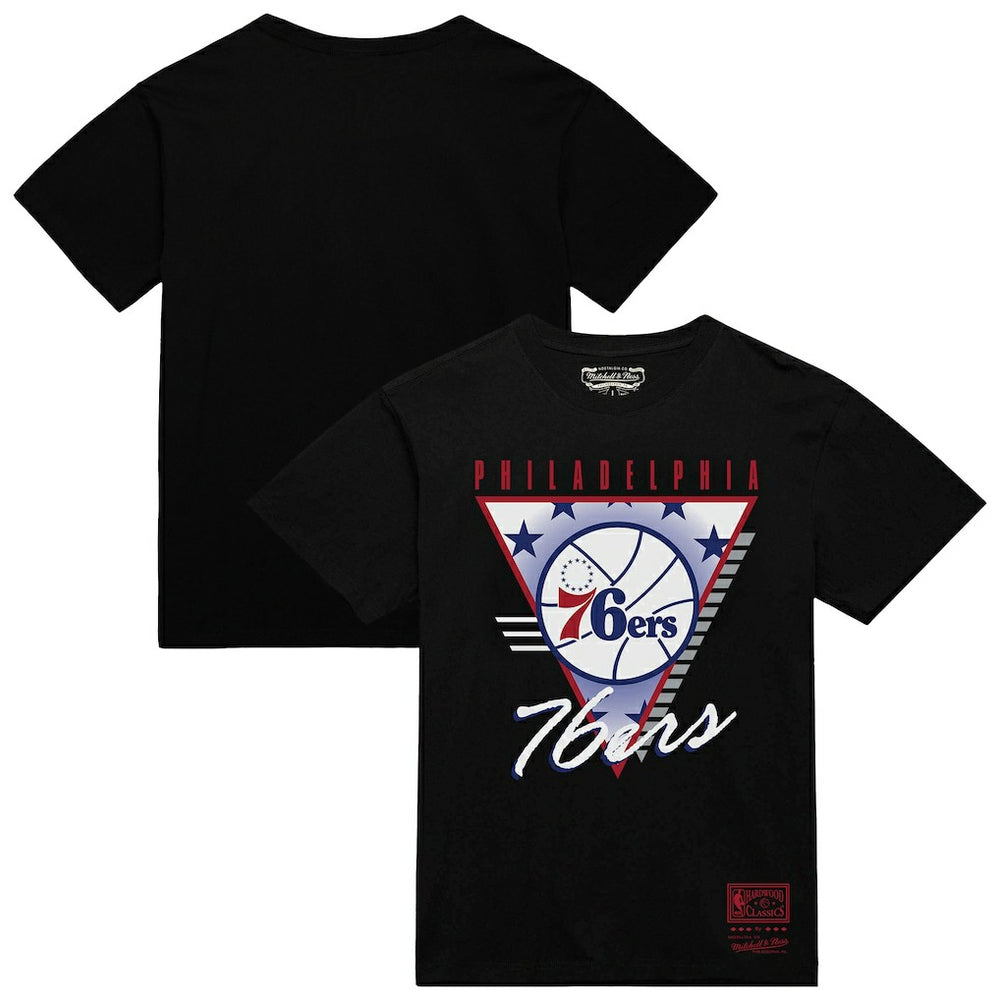 Philadelphia 76ers Worldwide Collection Tri-Logo T-Shirt Black - Mitchell & Ness