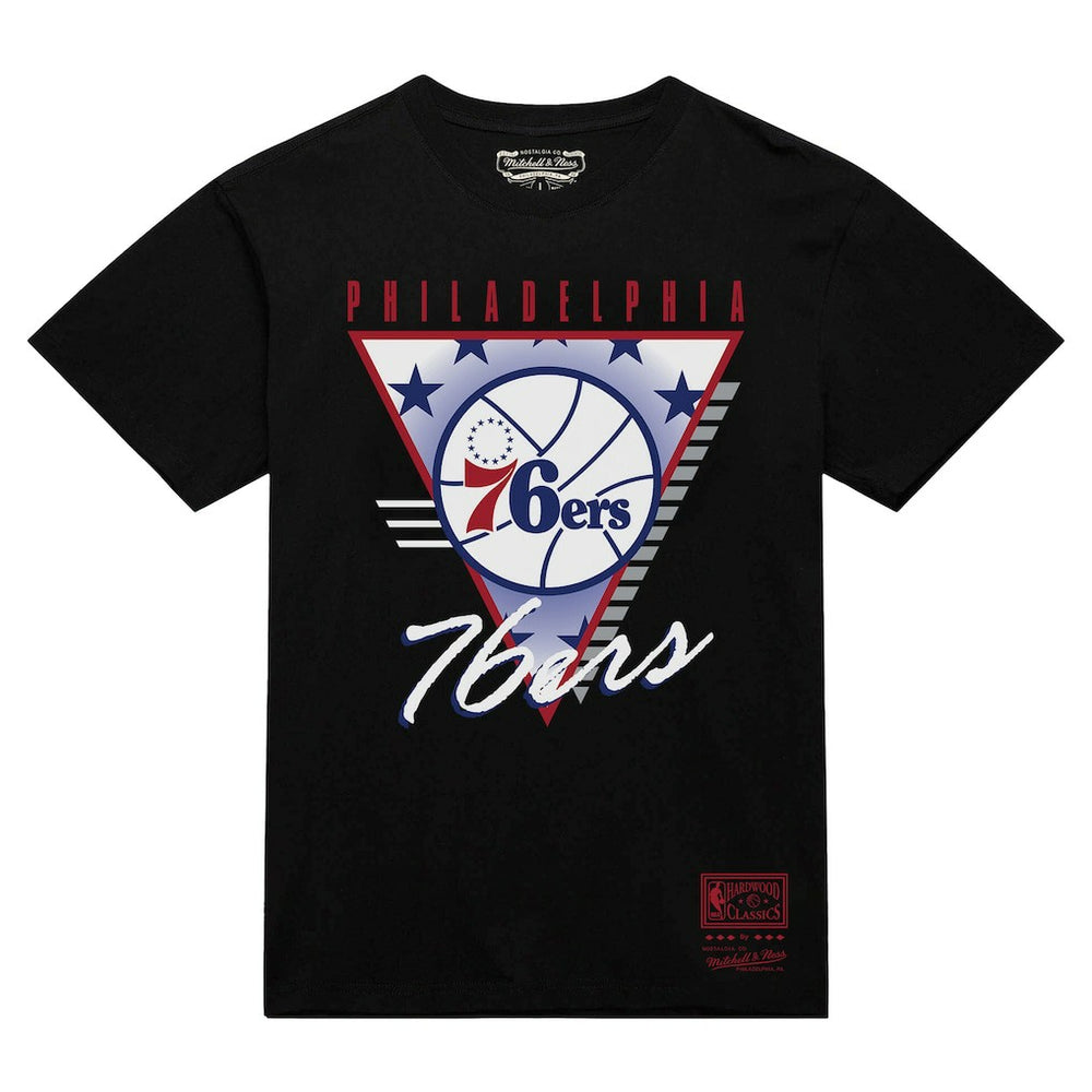 Philadelphia 76ers Worldwide Collection Tri-Logo T-Shirt Black - Mitchell & Ness