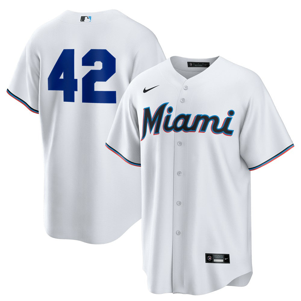 Miami Marlins Nike Home  2025 Jackie Robinson Day Replica Jersey - White Jerseys