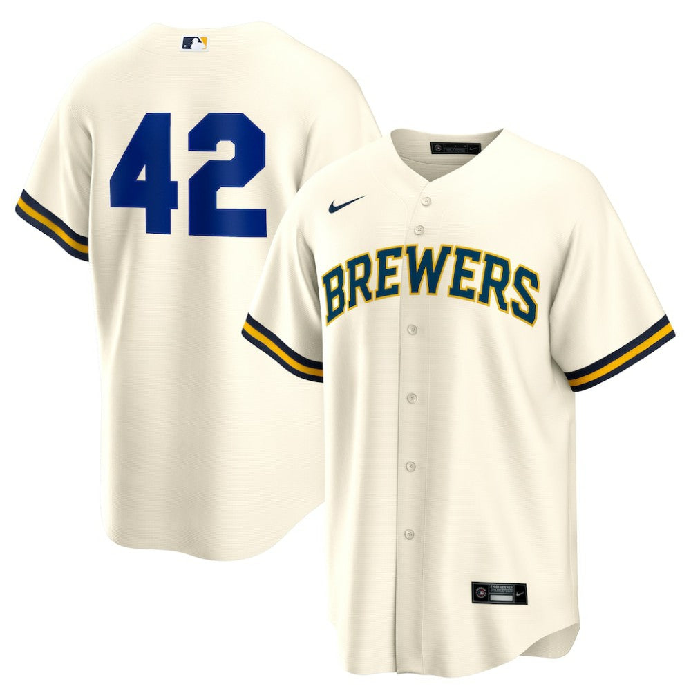 Milwaukee Brewers Nike Home  2025 Jackie Robinson Day Replica Jersey - Cream Jerseys