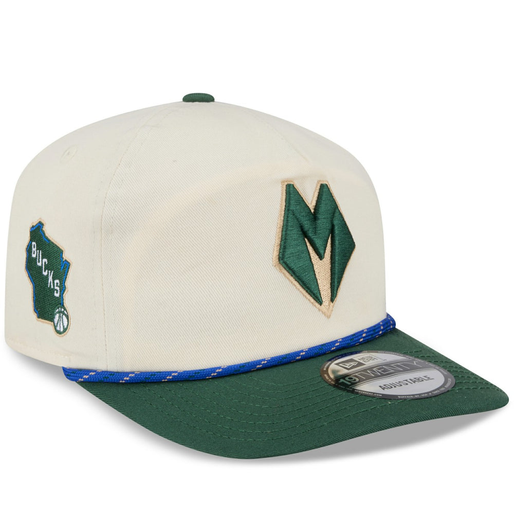 Milwaukee Bucks 2025/26 City Edition 19TWENTY Adjustable Hat Cream/Hunter Green - New Era
