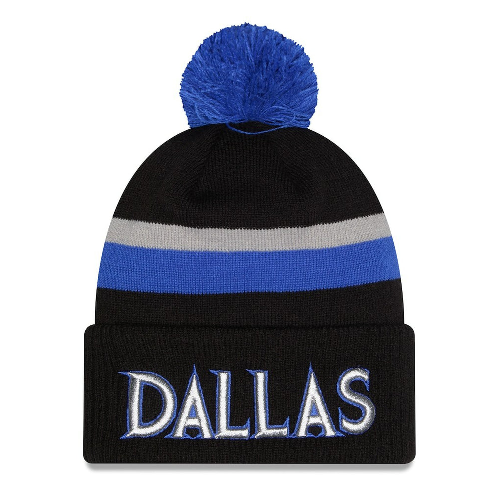 Dallas Mavericks 2025/26 City Edition Cuffed Knit Hat with Pom Black/Blue - New Era