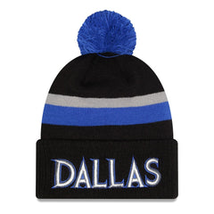 Dallas Mavericks 2025/26 City Edition Cuffed Knit Hat with Pom Black/Blue - New Era
