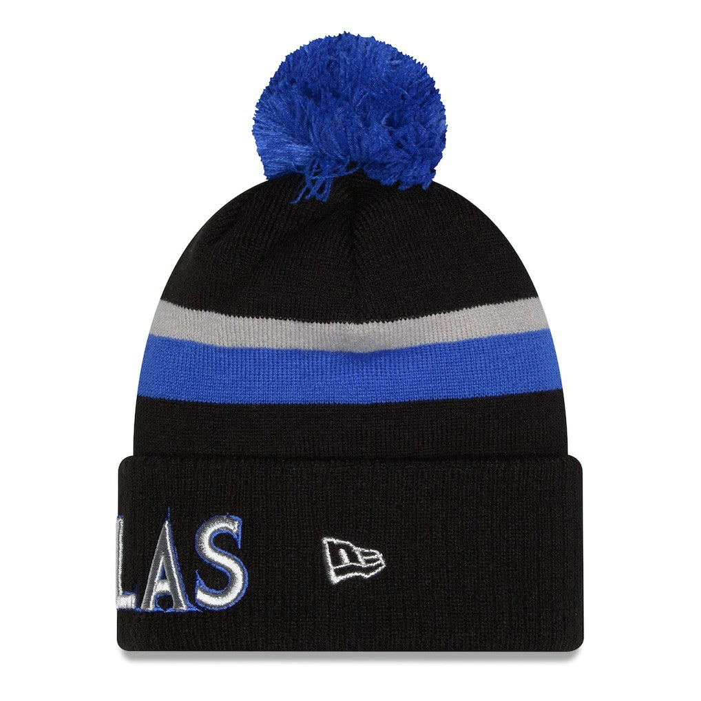 Dallas Mavericks 2025/26 City Edition Cuffed Knit Hat with Pom Black/Blue - New Era