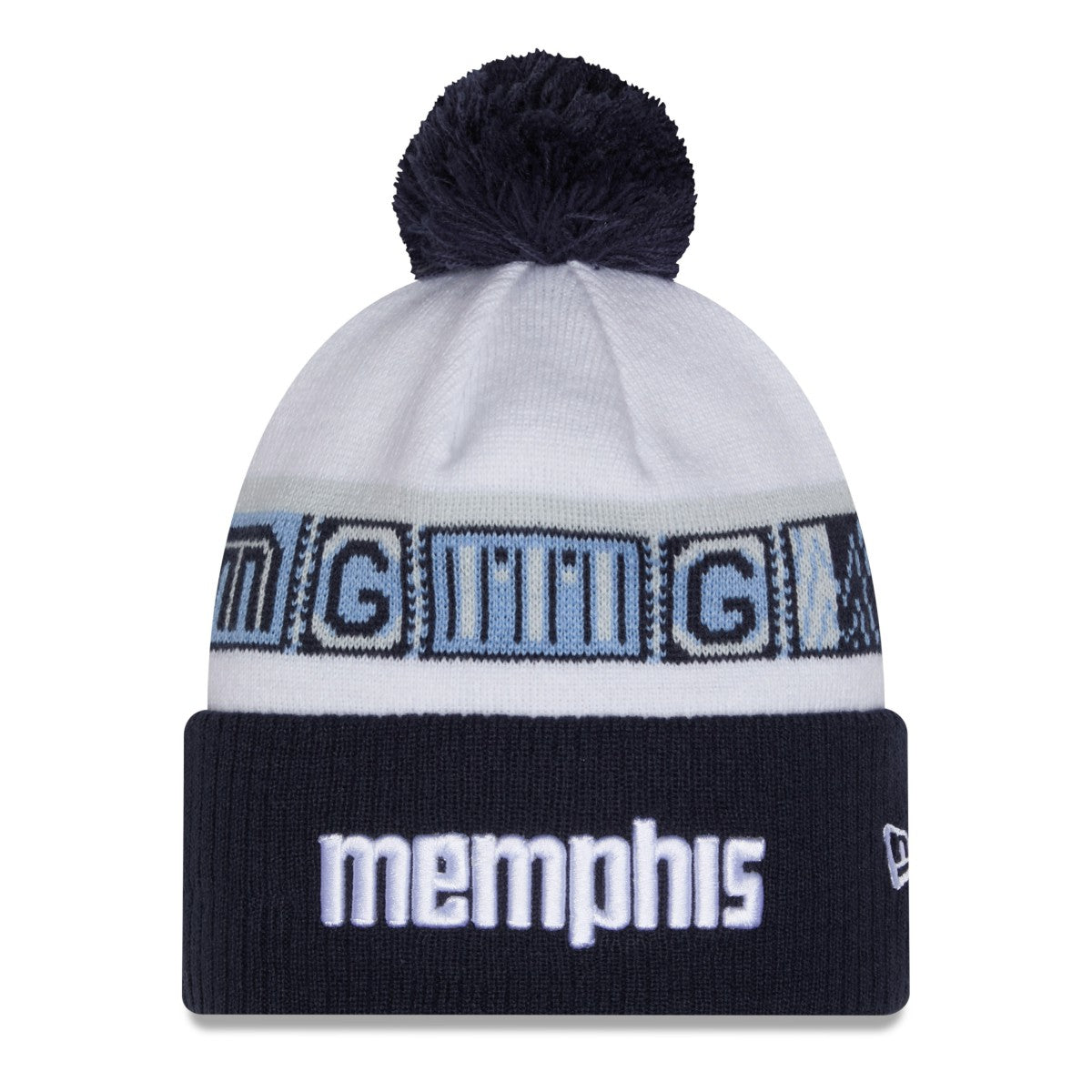 Memphis Grizzlies 2025/26 City Edition Cuffed Knit Hat with Pom Navy/White - New Era