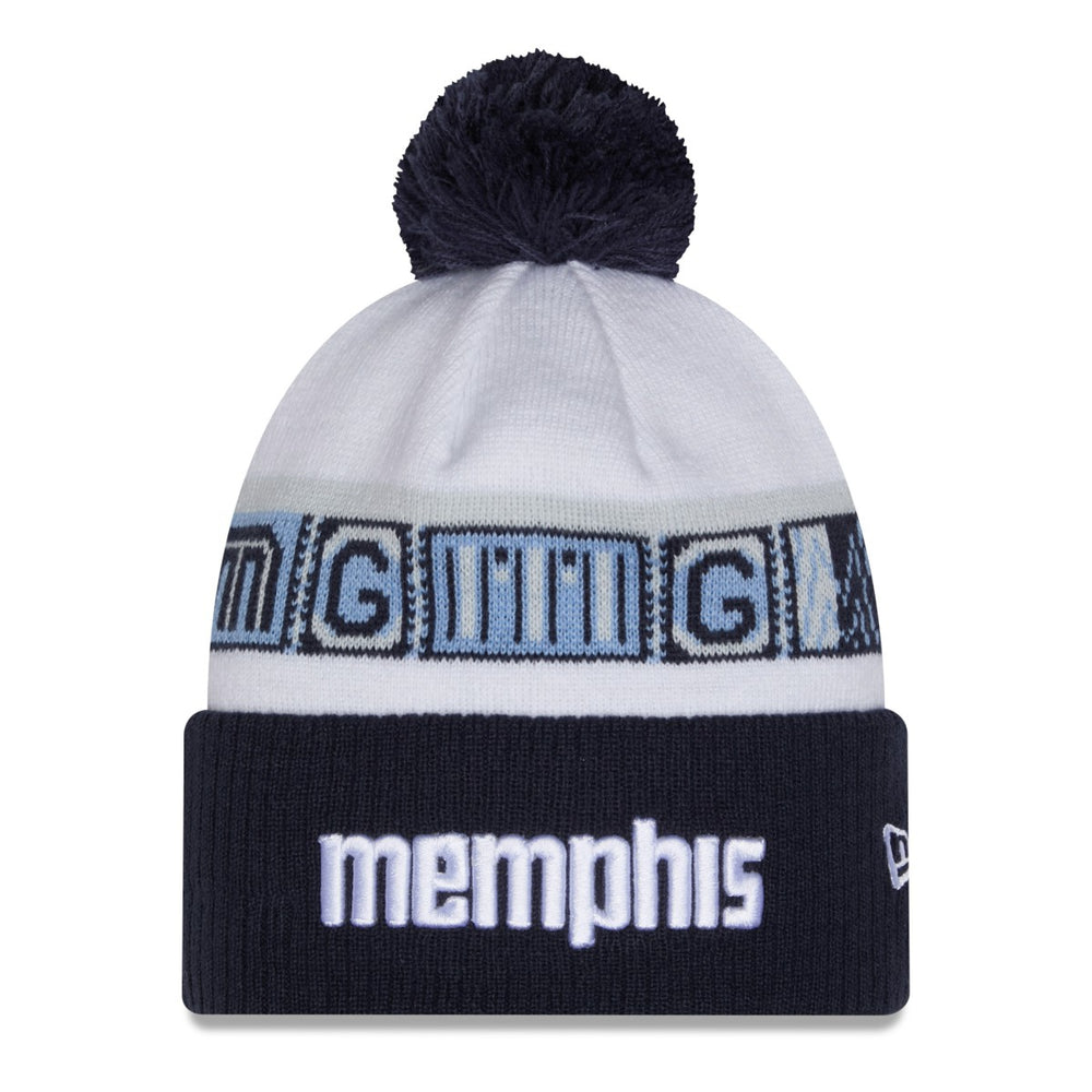 Memphis Grizzlies 2025/26 City Edition Cuffed Knit Hat with Pom Navy/White - New Era