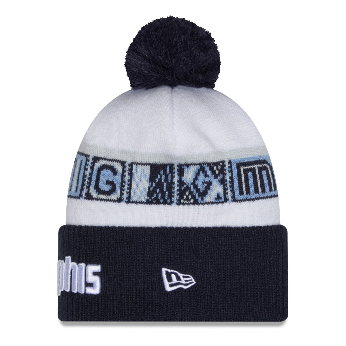 Memphis Grizzlies 2025/26 City Edition Cuffed Knit Hat with Pom Navy/White - New Era
