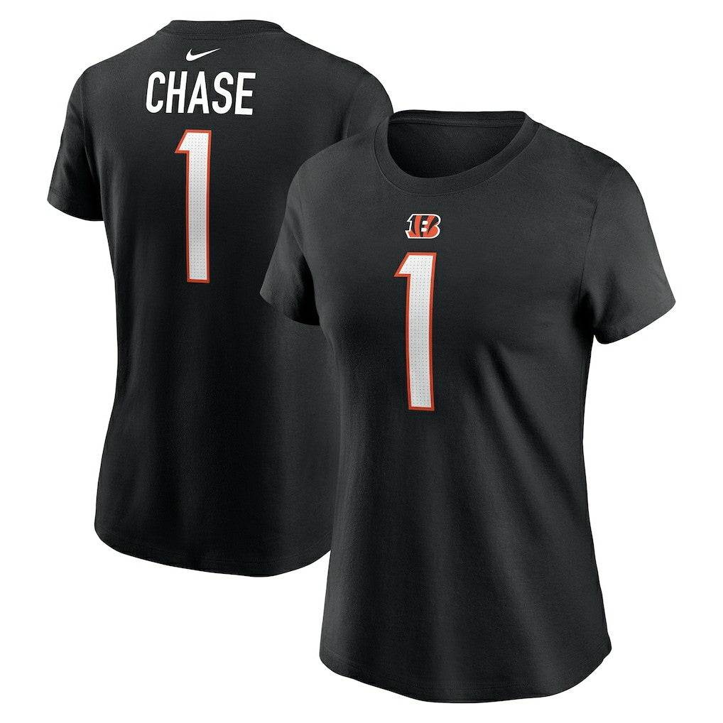 Ja'Marr Chase Cincinnati Bengals Women's Player Name & Number T-Shirt - Black T-shirts