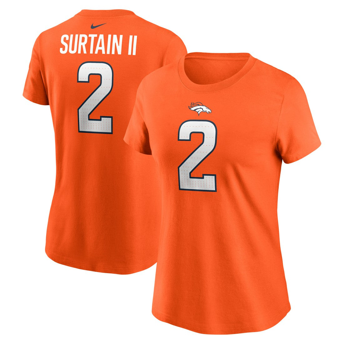 Patrick Surtain II Denver Broncos Women's Player Name & Number T-Shirt - Orange T-shirts