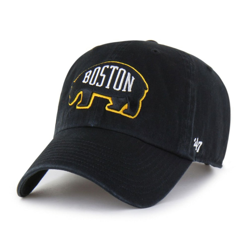 Boston Bruins '47 Alternate Logo Clean Up Adjustable Hat - Black | US 202909136