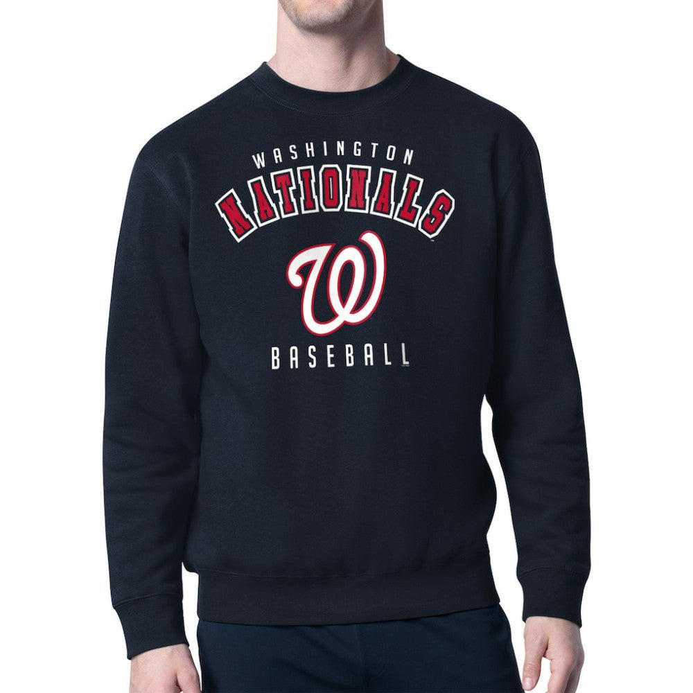 Washington Nationals Starter Team Logo Fleece Pullover Sweatshirt - Navy Pullover