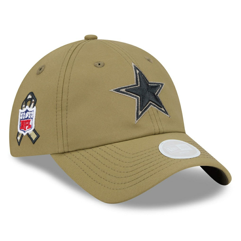Dallas Cowboys New Era Women's 2025 Salute to Service Pony Tail Adjustable Hat - Green Hats