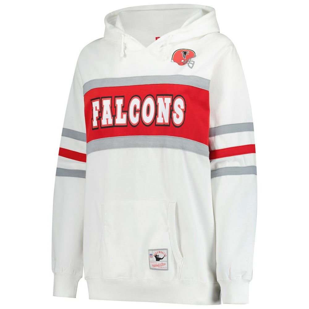 Atlanta Falcons Women's Plus Size Head Coach Throwback Pullover Hoodie - White Hoodies