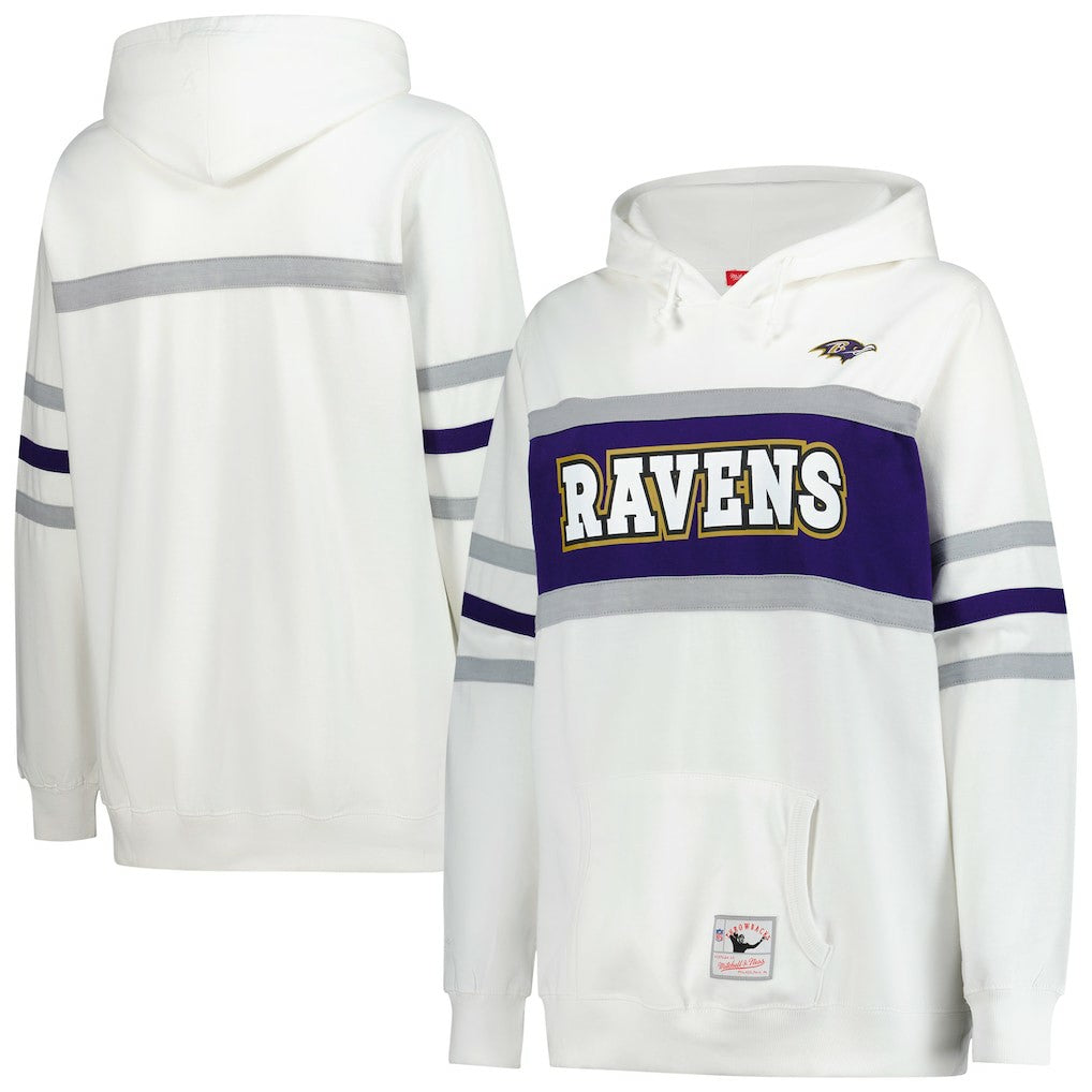 Baltimore Ravens Women's Plus Size Head Coach Throwback Pullover Hoodie - White Hoodies