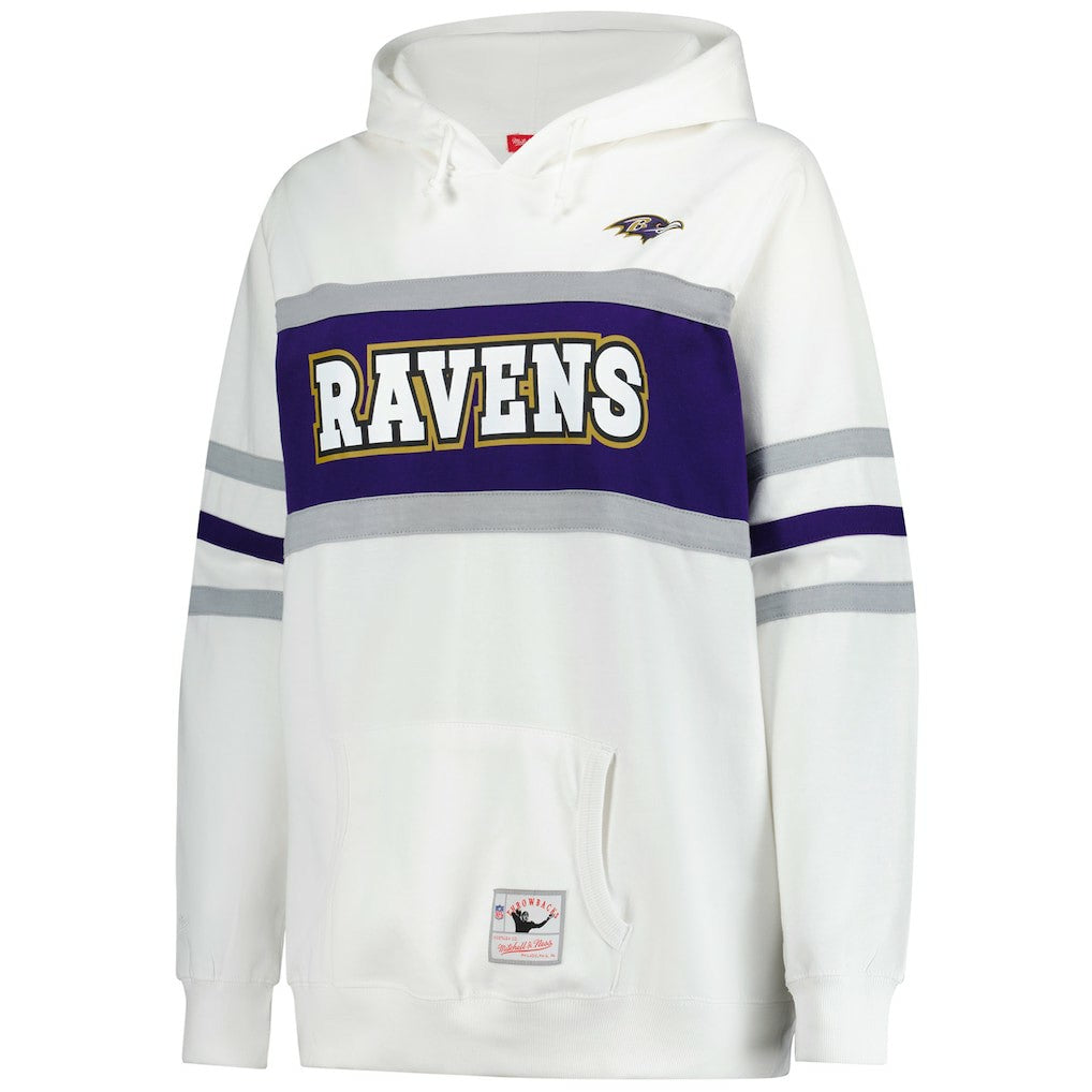 Baltimore Ravens Women's Plus Size Head Coach Throwback Pullover Hoodie - White Hoodies