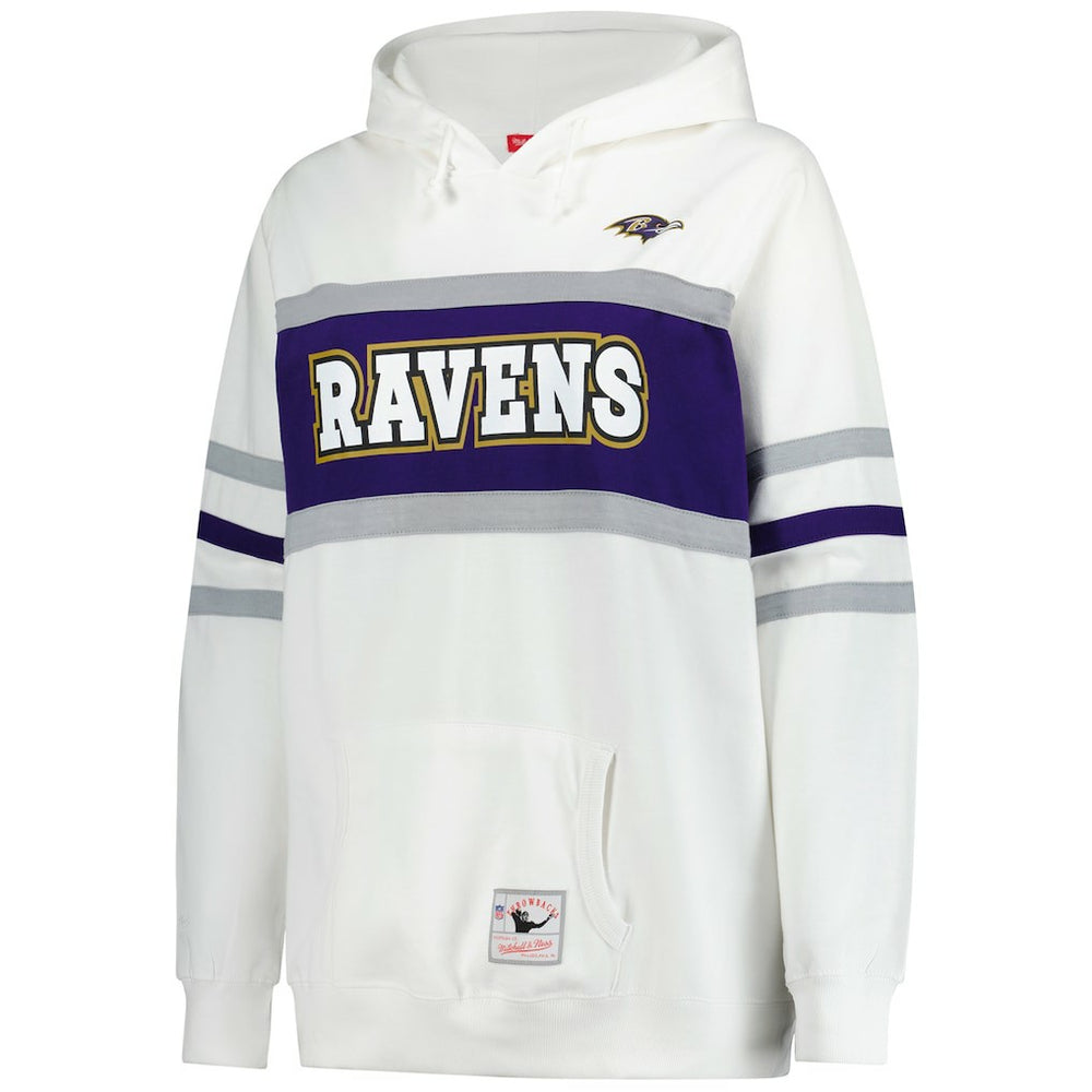 Baltimore Ravens Women's Plus Size Head Coach Throwback Pullover Hoodie - White Hoodies