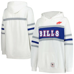 Buffalo Bills Women's Plus Size Head Coach Throwback Pullover Hoodie - White Hoodies